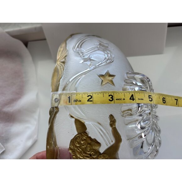 Vintage Gold-Angel Embossed Clear Glass Bowl With Star Accents - Picture 4 of 7